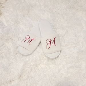 Monogram Letter "M" Plush Slippers